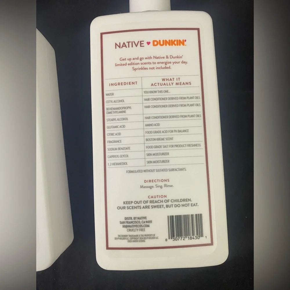 Native Dunkin Boston Kreme Shampoo & Conditioner Set Limited Edition Pump